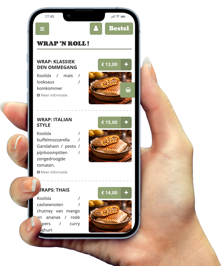 Voorbeeld van onze app op smartphone